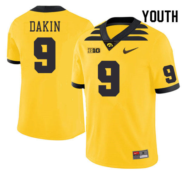 Youth #9 Rhys Dakin Iowa Hawkeyes College Football Jerseys Stitched-Gold